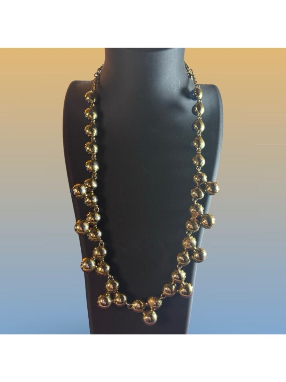 Ann Taylor Necklace With Blue Beads Retro Charm Lobster Clasp Closure Statement - Picture 3 of 10